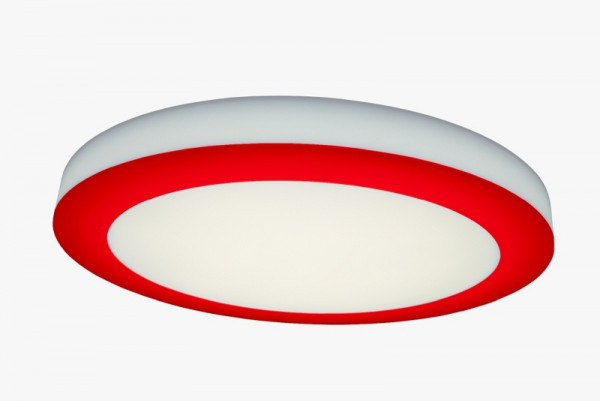 rutec Projekt ASCAR Wand - und Deckenleuchte On/ Off, Durchmesser 435mm, H70mm, 230V, 27W, IP20, 3000K, CRI80 - rot, PBE153