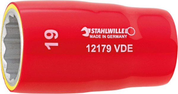 STAHLWILLE 12,5 mm (1/2") VDE-Steckschlüsseleinsatz Nr.12179 VDE Schlüsselweite 10 mm Länge 56 mm, 03370010