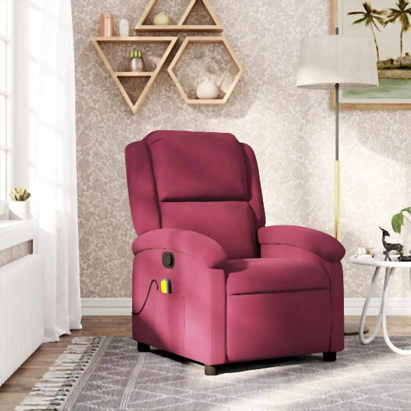 vidaXL Massagesessel Weinrot Samt, Zurücklehnen, 371813