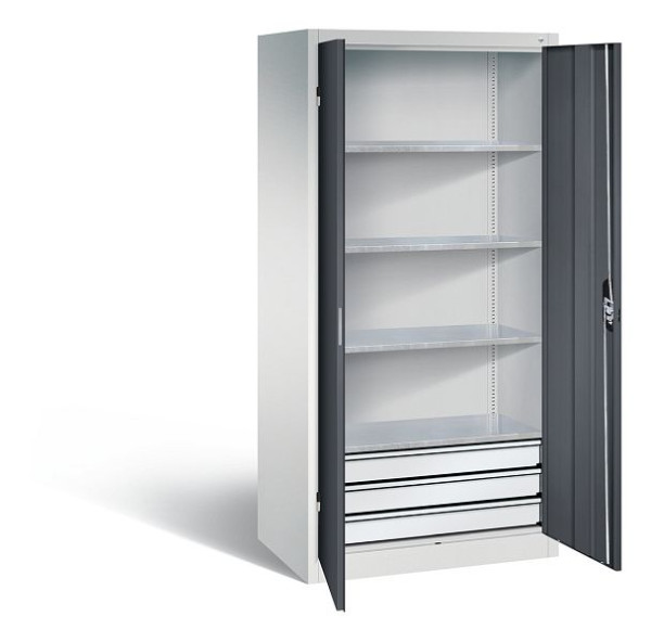 C+P Werkzeugschrank Acurado, H1950xB930xT600mm, Farbe: Lichtgrau / Schwarzgrau, Muldengriff, 8922-503 S10104