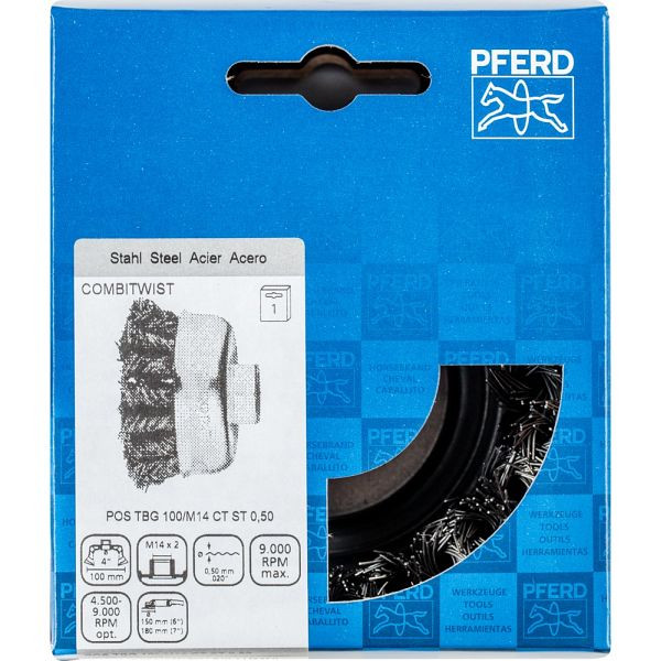 Pferd Topfbürste mit Gewinde, gezopft POS TBG 100/M14 CT ST 0,50, 43308061