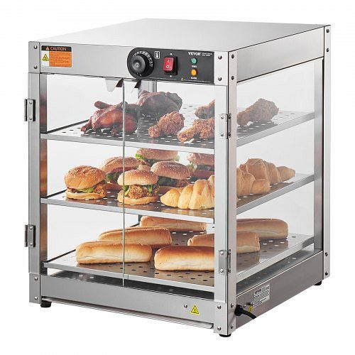 VEVOR 3-stufiger kommerzieller Speisenwärmer Pizzaschrank Beleuchtung 800W, TYZSJ3C20YCW9N7J3V2