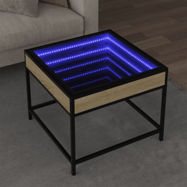 vidaXL Couchtisch mit Infinity-LED Sonoma-Eiche 50x50x41 cm, 847678