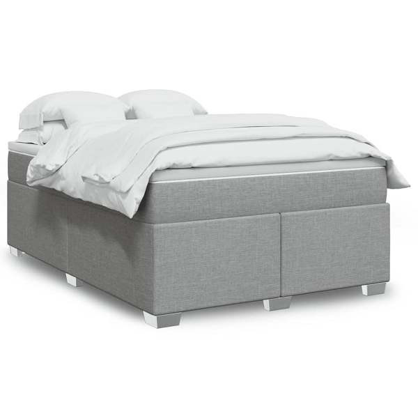 vidaXL Boxspringbett mit Matratze Hellgrau 140x190 cm Stoff, 3285130