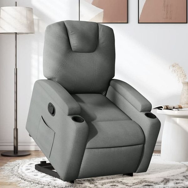 vidaXL Relaxsessel mit Aufstehhilfe Dunkelgrau Stoff, 3204369