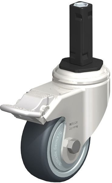 Blickle LKRXA-TPA 80KD-11-FI-FK-EXV12 Edelstahl-Apparate-Lenkrolle mit Expander & Feststeller, Thermoplastisches Gummi-Elastomer, Grau, 853134