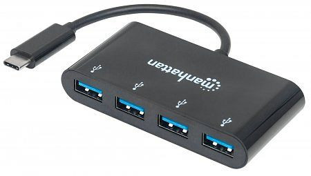 MANHATTAN USB-C 3.1 Gen 1 Typ C-Hub, 4 USB Typ A-Ports, Stromversorgung über USB, 162746