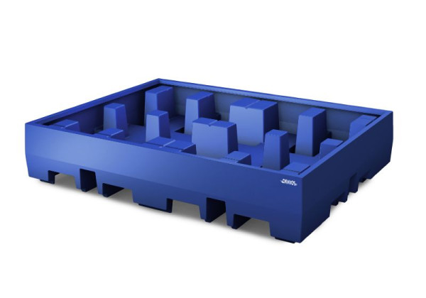 DENIOS Auffangwanne aus Polyethylen (PE) für 4 Fässer à 200 L / 2 Europaletten, 440 Liter Auffangvolumen, 328305