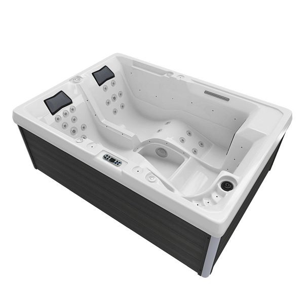 TroniTechnik Outdoor Whirlpool Spa ELBA Außen Whirlpool weiß 210 cm x 150 cm mit Heizung, Hydromassage, Bluetooth und Farblichtherapie, inkl. Treppe, 5469