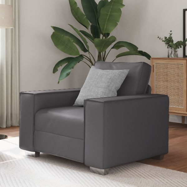 vidaXL Sessel in Grau, 59 cm Abmessung aus Kunstleder, 4105041