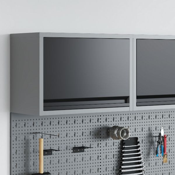vidaXL Werkzeugschrank zur Wandmontage mit Gaslift-Tür, Schwarz, 50x25x35 cm, 4103477