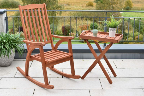Merxx Schaukelstuhl Set, 1 Schaukelstuhl, 1 Stehtablett, Tablett abnehmbar, FSC Eukalyptusholz, 51081-011