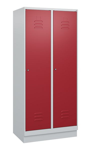 C+P Umkleidespind Classic PLUS, Sockel, 2 Abteile, 1800x800x500mm, 7035/3003, Zylinderschlösser, 0800207-22 S10016