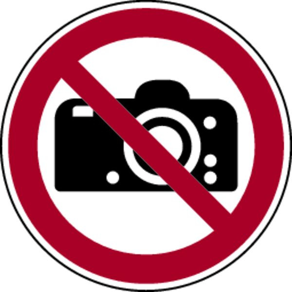 Schilder Klar Verbotszeichen Fotografieren verboten DIN EN ISO 7010-P029, 100 mm Folie selbstklebend, 1342/61