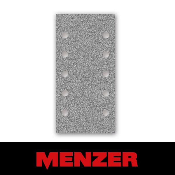 Menzer Klett-Schleifbogen, 115 x 230 mm, 10 Loch, Korn 40, Halbedelkorund mit Stearat-Beschichtung, VE: 50, 252125040