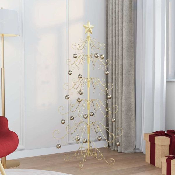 vidaXL Metall Weihnachtsbaum Gold 150 cm Pulverbeschichteter Stahl, 42019183