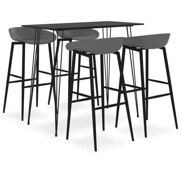 vidaXL 5-teilig Bar-Set Schwarz und Grau, 3057383, 8720286172261