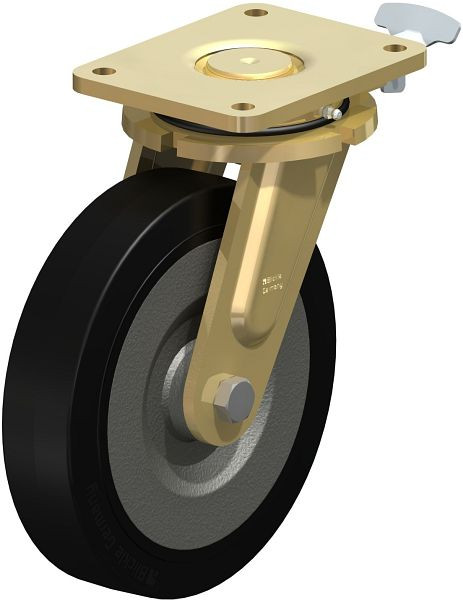 Blickle LS-SE 250K-RI4 Stahlgeschweißte Schwerlast-Lenkrolle, schwere Drehkranz-Ausführung, Elastik-Vollgummi, Schwarz, 759767