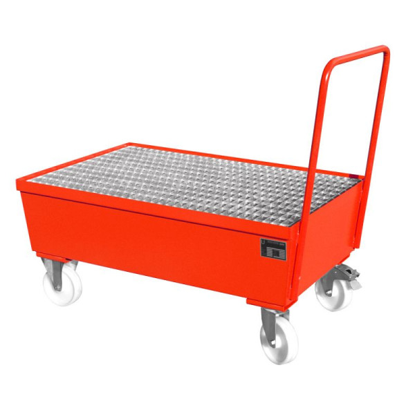 STEIN HGS Fahrbare Auffangwanne AW-F, 3mm Stahlblech, für 200l-Fässer, 225 Liter, RAL 3000 feuerrot, lackiert, 2 x 200 Liter Fass, 79204.0008