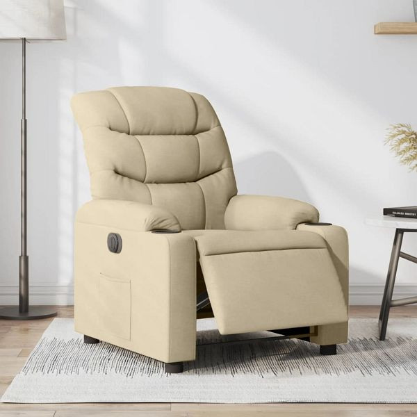 vidaXL Relaxsessel Elektrisch Creme Stoff, Top-Qualität, 3206635