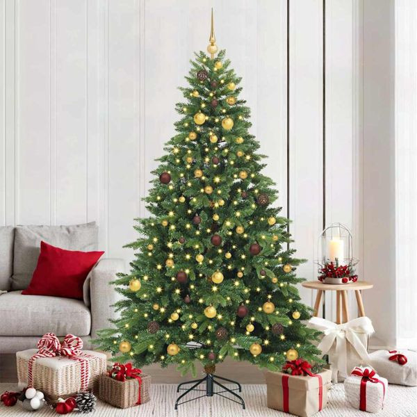 vidaXL Künstlicher Weihnachtsbaum mit 300 LEDs Grün 210 cm PE und PVC, 3397559