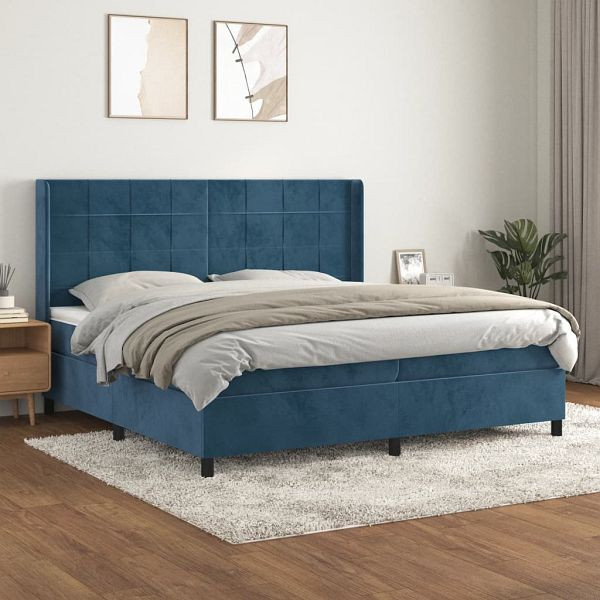 vidaXL Boxspringbett mit Matratze Dunkelblau 200x200 cm Samt, 3132703