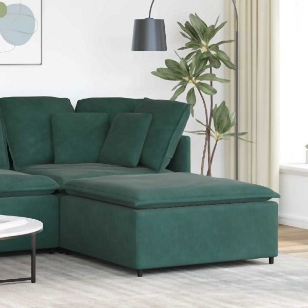 vidaXL Modulares Sofa Fußhocker-Modul Dunkelgrün 100x100x48 cm, 4104491