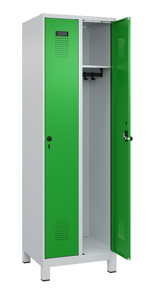 C+P Spind Evolo PLUS, mit Füßen, 2 Abteile, 1950x600x500mm, 7035/6037, Verschluss Drehriegel, Ablageböden 2, 049010-20 S10011