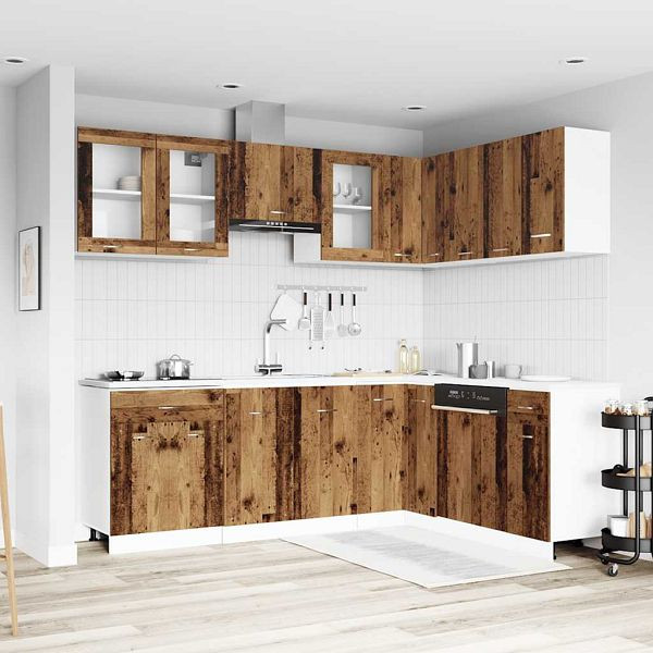 vidaXL 11-tlg. Küchenschrank-Set Altholz-Optik Holzwerkstoff, 3328575