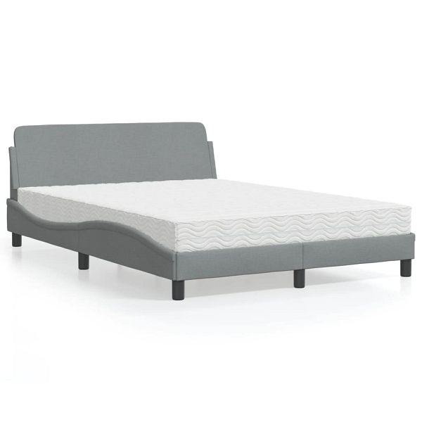 vidaXL Bett mit Matratze Hellgrau 120x200 cm Stoff, 3208364