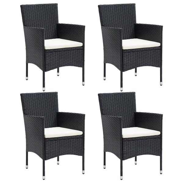 vidaXL Garten-Essstühle 4 Stück Poly Rattan Schwarz, 310562