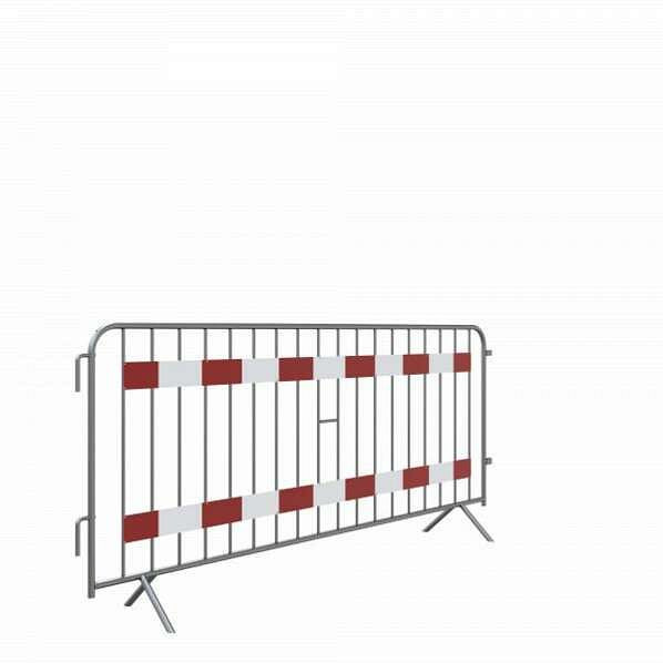 Schake Absperrgitter Typ E, aus Stahlrohr 25 mm, mit zwei Tastleisten 100 mm, Folie rot / weiß, Typ RA1/A, 419_020E