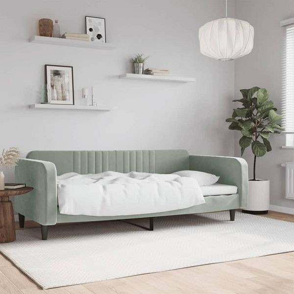 vidaXL Tagesbett Hellgrau 90x200 cm Samt, 354086, 8720845953812