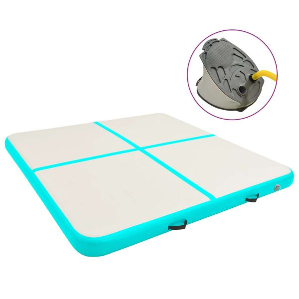 vidaXL Aufblasbare Gymnastikmatte mit Pumpe 200x200x10 cm PVC Grün, 92696