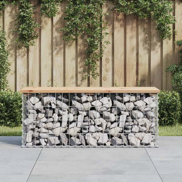 vidaXL Gartenbank aus Gabionen 103x31,5x42 cm Massivholz Kiefer, 834350