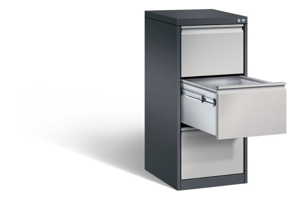 C+P Hängeregistraturschrank Acurado, H1045xB433xT590mm, Farbe: Schwarzgrau / Weißaluminium, Griffleiste, 12423-311 S10012