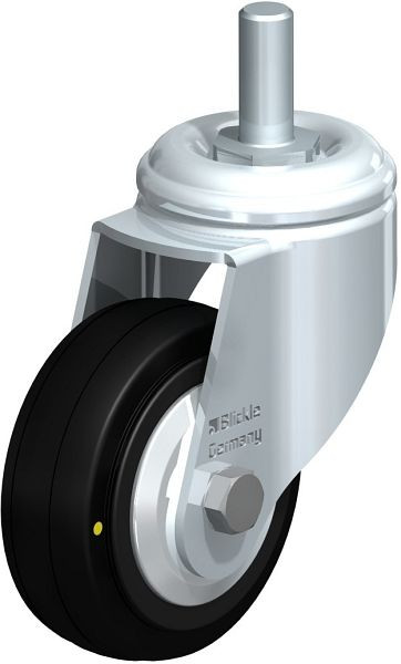 Blickle LKRA-VPA 80K-EL-FA-GS12 Apparate-Lenkrolle mit Gewindestift, Vollgummi, Schwarz, 750924