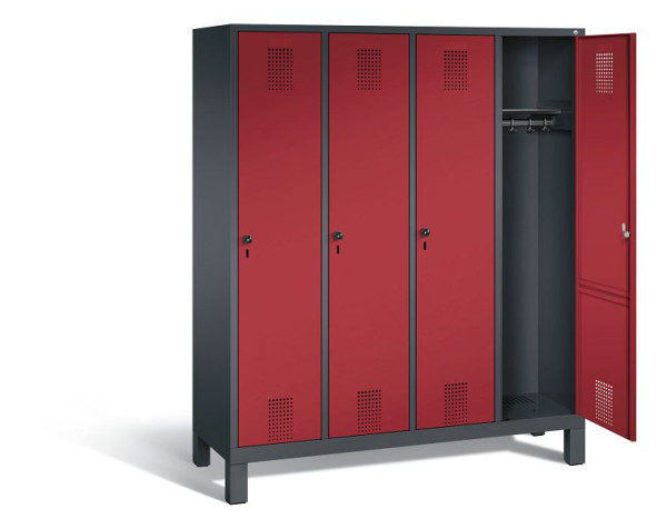 C+P Garderobenschrank Evolo, H1850xB1590xT500mm, Farbe: Schwarzgrau / Rubinrot, 48010-42 S10064