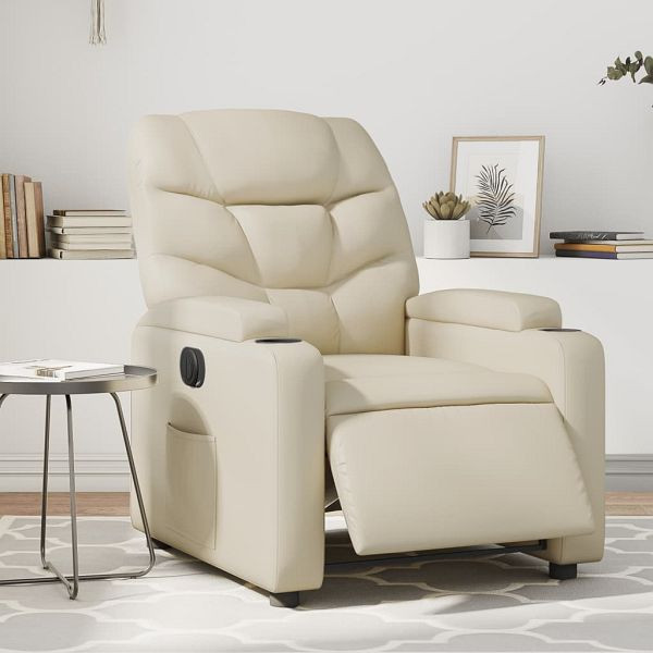 vidaXL Relaxsessel Elektrisch Creme Kunstleder, 3204645