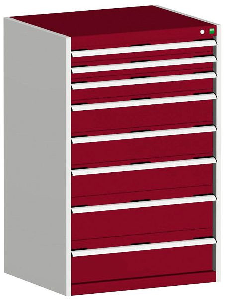 bott cubio Schubladenschrank bestückt mit 8 Schubladen BxTxH: 800 x 650 x 1200 mm, RAL 7035/3004, 40020061.24V