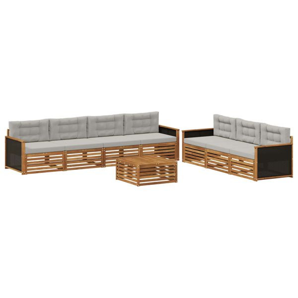 vidaXL Outdoor-Sofagarnitur 8-teilig Natürlich und Hellgrau, 3383104