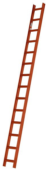 HYMER Dachauflegeleiter, RAL 8004 ziegelrot beschichtet, 14 Sprossen, Länge 3,90 mm, 409614