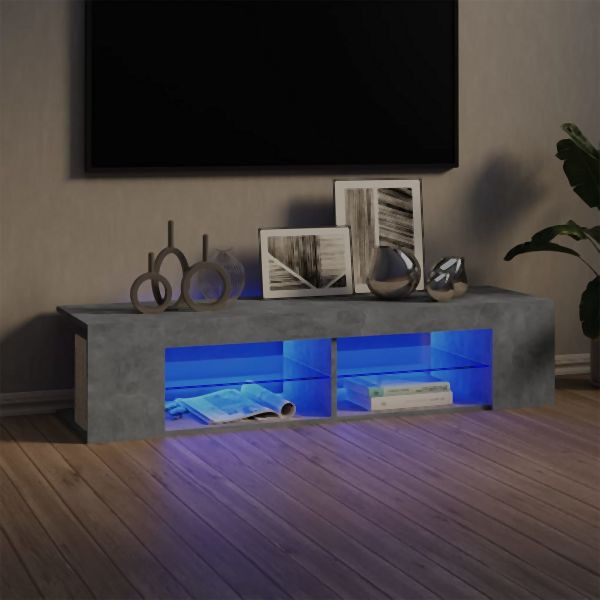 vidaXL TV-Schrank mit LED-Leuchten Betongrau 135x39x30 cm, 804233