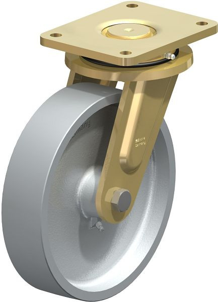 Blickle LS-G 250G Stahlgeschweißte Schwerlast-Lenkrolle, schwere Drehkranz-Ausführung, Guss, Grau, 49577