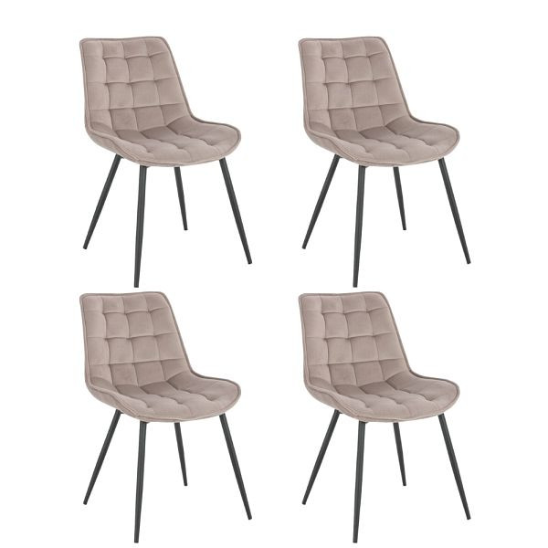 HOME DELUXE Polsterstuhl Esszimmer 4er Set IKALO – Samt Hellbraun, 50868