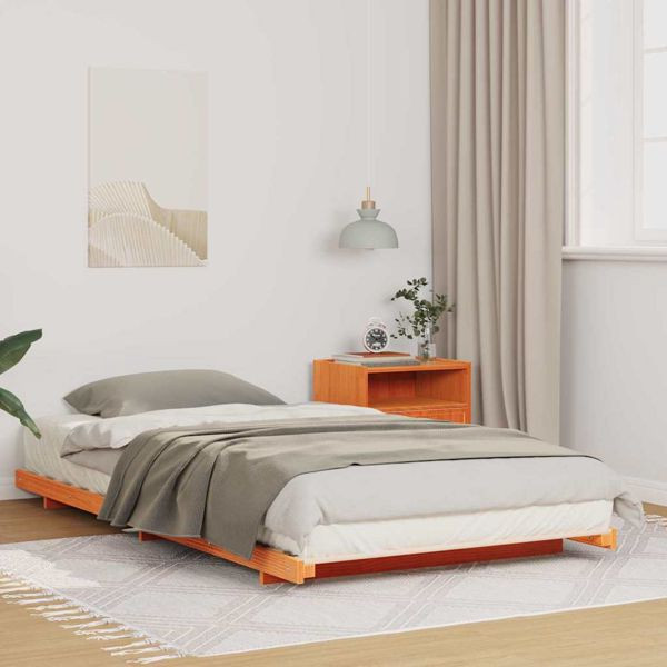 vidaXL Bodenbettgestell Wachsbraun 90 x 190 cm Massivholz Kiefer, 873096