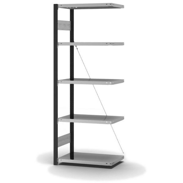 hofe Anbauregal, zerlegt, 5 Böden 2000 x 400 x 750 mm, verzinkt Stützprofile - anthrazitgrau/RAL 7016, HAA204007XL