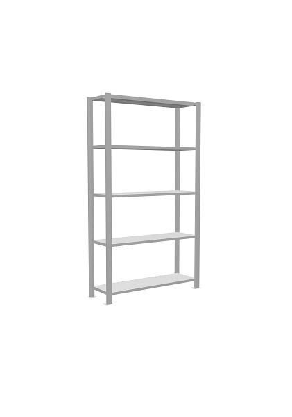 Schulte Grundregal, Büro-Steckregal MULTIplus85, 1800 x 1000 x 300 mm, 5 Fachböden, Kreuzstrebe, RAL 7035 lichtgrau, mit Anschlagleiste, 36001