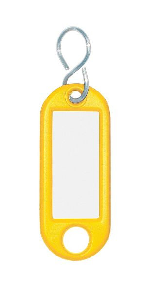 Eichner Schlüsselanhänger aus Kunststoff mit S-Haken, inkl. Beschriftungsetikett, Farbe: Gelb, VE: 1 Pack à 100 Stück, 9219-01384-040