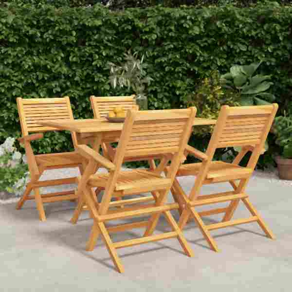 vidaXL 5-tlg. Garten-Essgruppe Massivholz Teak, 3155013